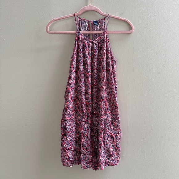 Gap Burgundy Maroon Leaf Plant Print Shorts Romper - Picture 2 of 8